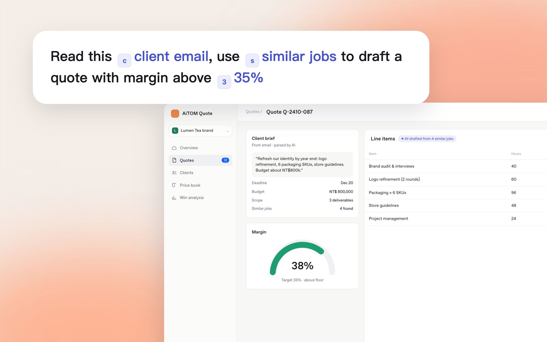 Close-up: Margin at a glance (sample data)